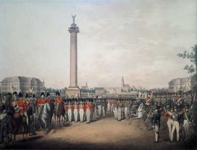 Het Koninklijk Hannoverse Leger bij de Parade op het Waterlooplatz in Hannover door Georg Emanuel Opiz